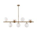 Бяло/в месингов цвят висящо осветително тяло със стъклен абажур Fazli – Opviq lights