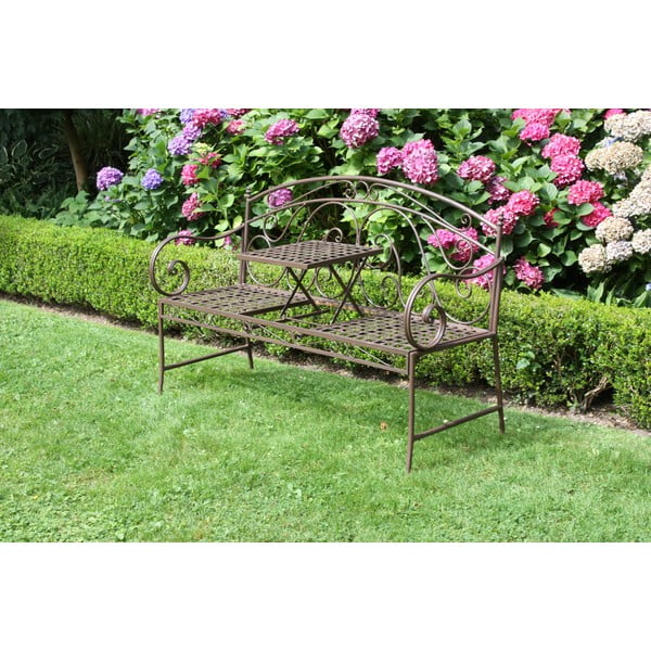 Кафява метална градинска пейка Saket – Garden Pleasure-image-1