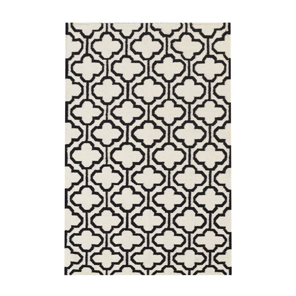 Vlněný koberec Penelope Ivory Black, 140x200 cm