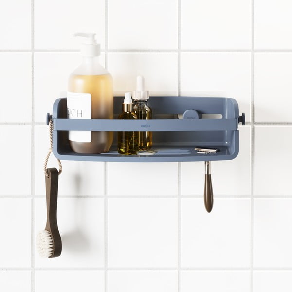 Син рафт за баня без пробиване от рециклирана пластмаса Flex – Umbra-image-2