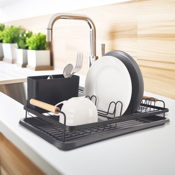 Черна метална тавичка за оттичане 43x23,5 cm Radka – Orion-image-1