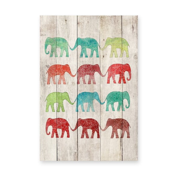 Дървена табела за стена "Слончета", 40 x 60 cm Elephant Cue - Surdic