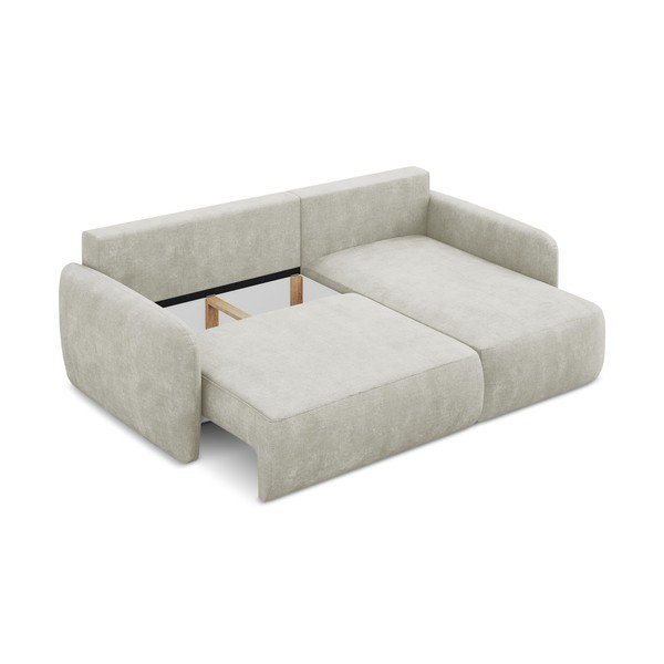 Кремав шенилов разтегателен ъглов диван с място за съхранение (десен ъгъл) Lilo – Makamii-image-3