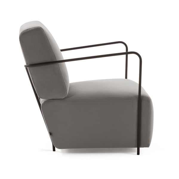 Фотьойл със сиво кадифе Gamer - Kave Home-image-2