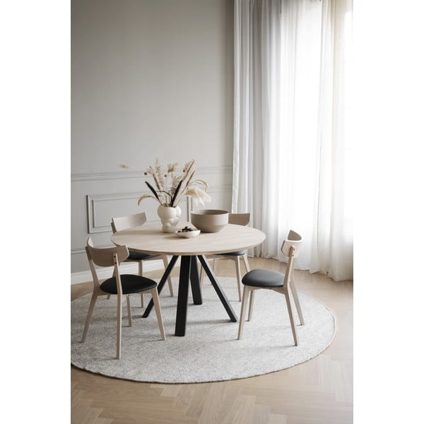 Кръгла трапезна маса с дъбова дървена плоскост в естествен цвят ø 130 cm Carradale – Rowico-image-4