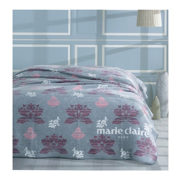 Šedá deka s barevným motivem z edice Marie Claire, 200 x 220 cm