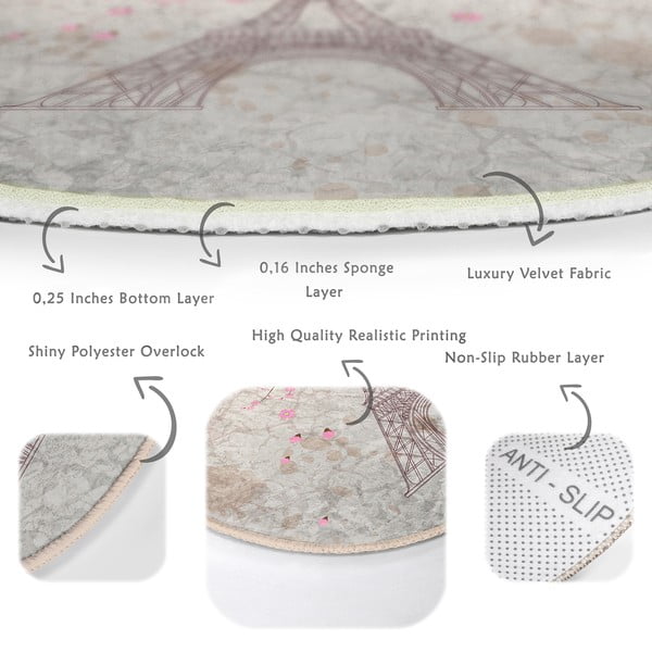 Светлорозов кръгъл килим подходящ за пране и за прахосмукачки роботи ø 120 cm Comfort – Mila Home-image-4