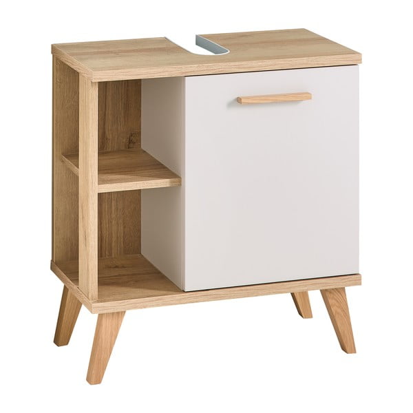 Кремав шкаф за мивка от декор от дъб  60,5x65 cm Quickset 966 – Pelipal