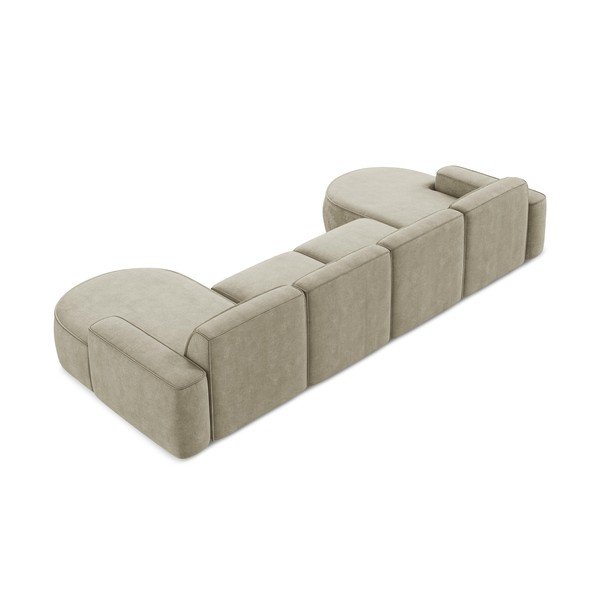 Бежов шенилов ъглов диван (U форма) Omao – Makamii-image-3