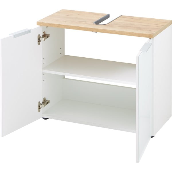 Дъбов шкаф за мивка в бял цвят 70x58 cm Pescara - Germania-image-3