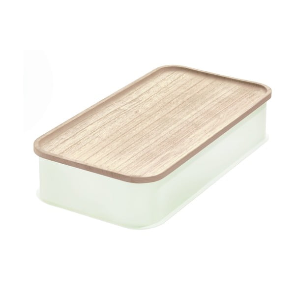 Бяла кутия за съхранение с капак, изработена от дърво от пауловния , 21,3 x 43 cm Eco - iDesign
