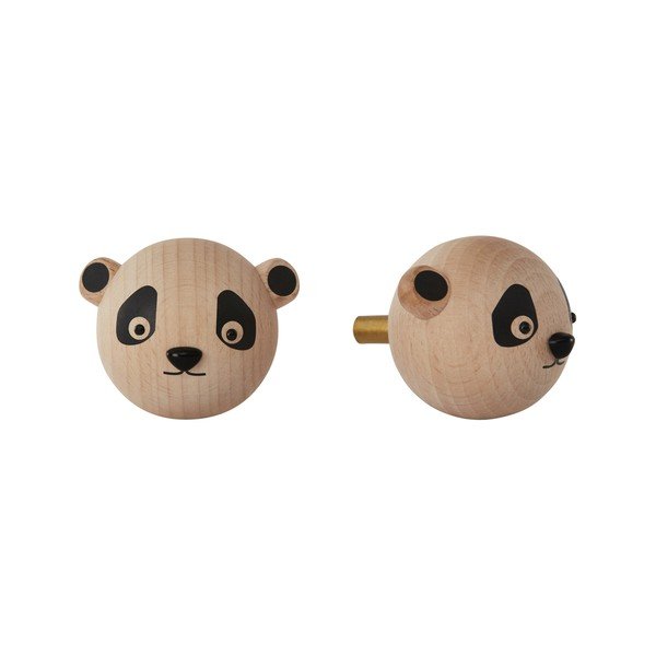 Стенна кука от масивен бук в естествен цвят Panda – OYOY Mini