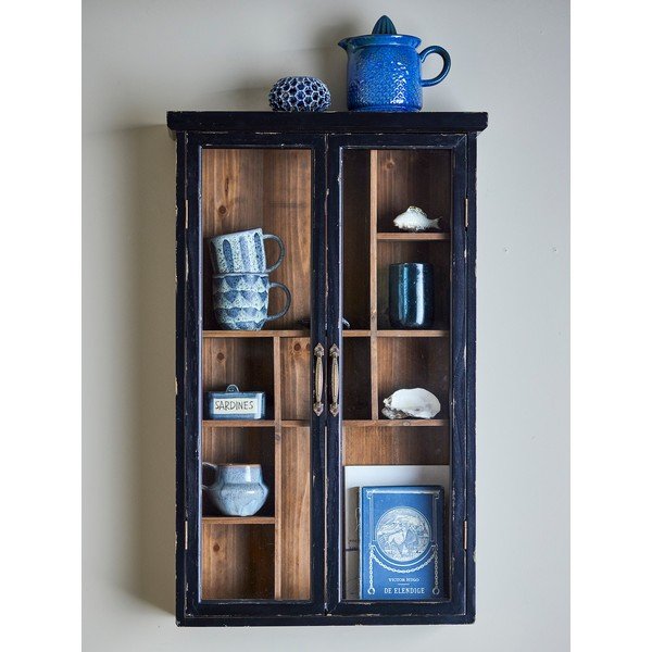 Черна висяща витрина от масивна ела 50x80x14 cm Hazem – Bloomingville-image-1