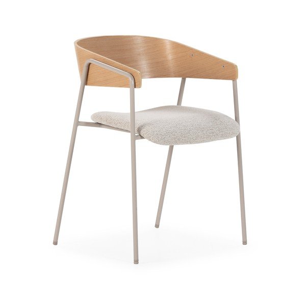 Светлосиви/в естествен цвят тапицирани трапезни столове в комплект с подлакътници 2 бр. Cora – MOME