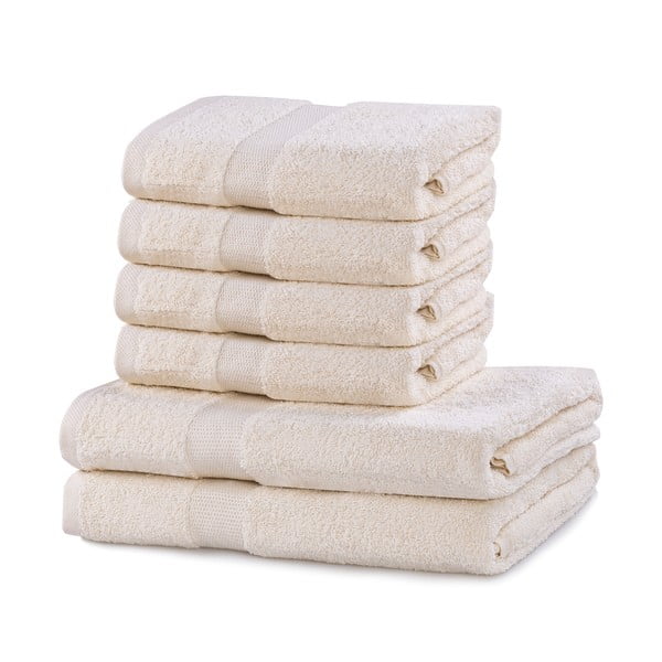 Комплект от 2 памучни сиви и бежови кърпи за баня и 4 хавлиени кърпи Marina - DecoKing