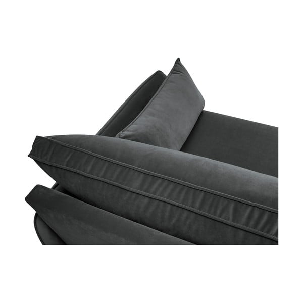 Тъмно сив кадифен диван с черни крака , 198 см Lento - Kooko Home-image-4