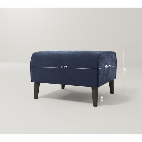 Тъмносиньо кадифено столче за крака Carole - Ropez-image-3