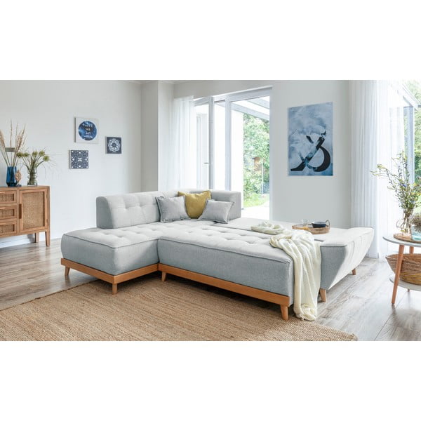 Светлосив ъглов разтегателен диван ляв ъгъл, Dazzling Daisy - Miuform-image-4