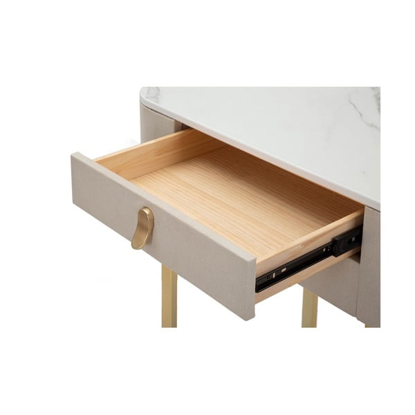 Бежова/ в златист цвят конзолна маса с плот от имитация на мрамор 40x70 cm Beauty – Mauro Ferretti-image-1