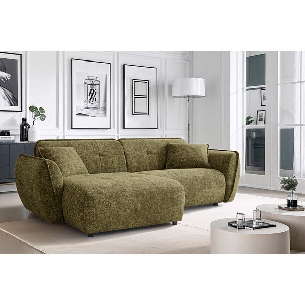 Зелен шенилов ъглов диван (ляв ъгъл) Nelia – Ropez-image-1