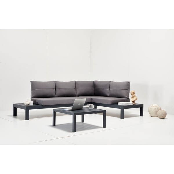 Алуминиев градински комплект за 3 души в черно-сив цвят Verona – Floriane Garden-image-1