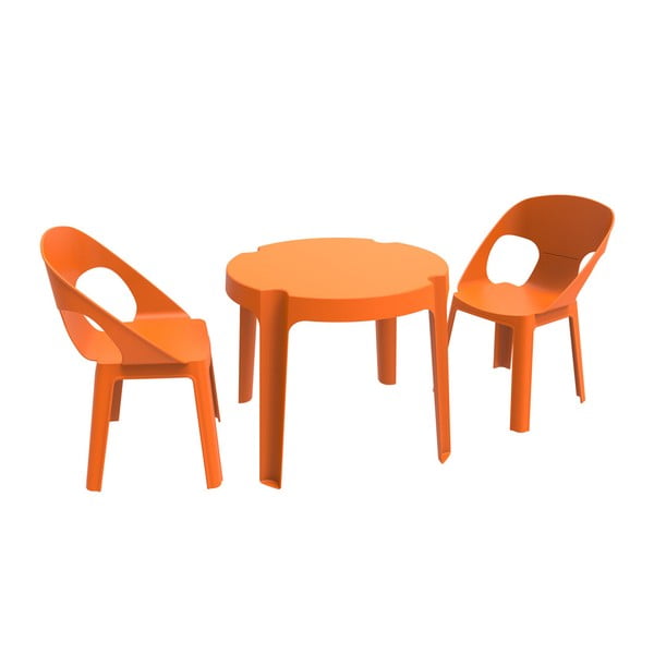 Оранжев детски градински комплект 1 маса и 2 стола Julieta - Resol