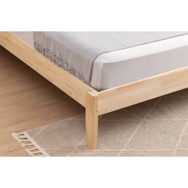 Двойно легло от масивен смърч с включена подматрачна рамка в естествен цвят 140x200 cm Izabelya – Kalune Design-image-4