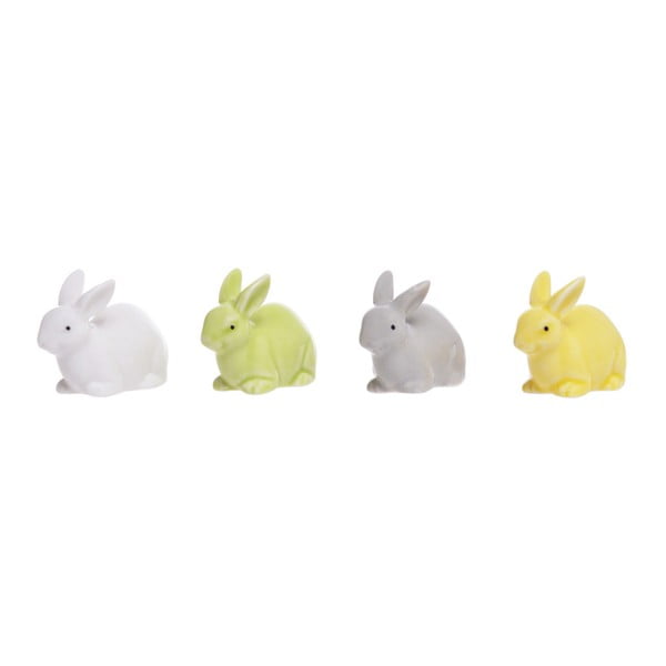 Sada 4 dekorativních keramických sošek Ewax Rabbit