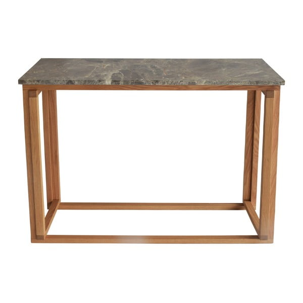 Hnědý mramorový konzolový stolek s podnožím z dubového dřeva RGE Accent, šířka 100 cm
