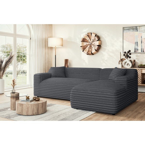 Тъмносив ъглов диван от рипсено кадифе (десен ъгъл) Martin – Ropez-image-1