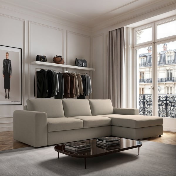 Бежов ъглов диван (десен ъгъл) Baga – Rodier-image-1