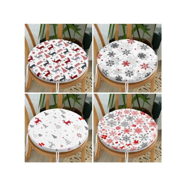 Възглавници за сядане в комплект от 4 бр. с коледни мотиви ø 40 cm Snowflakes – Mila Home-image-1