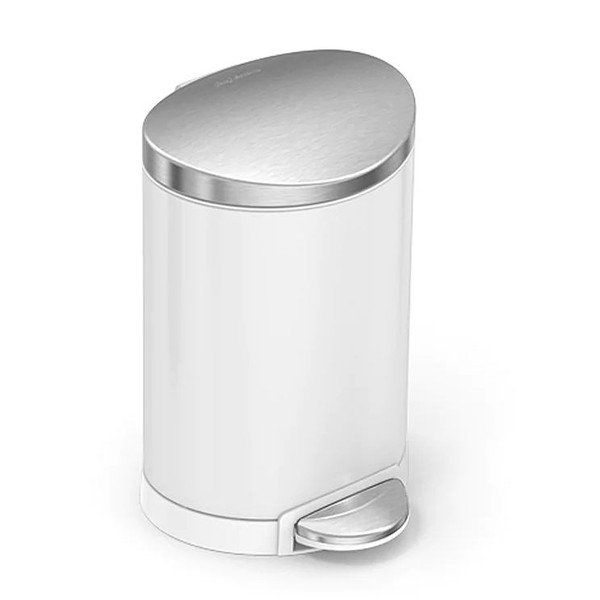 Бяло стоманено кошче за боклук с педал 6 l – simplehuman-image-3
