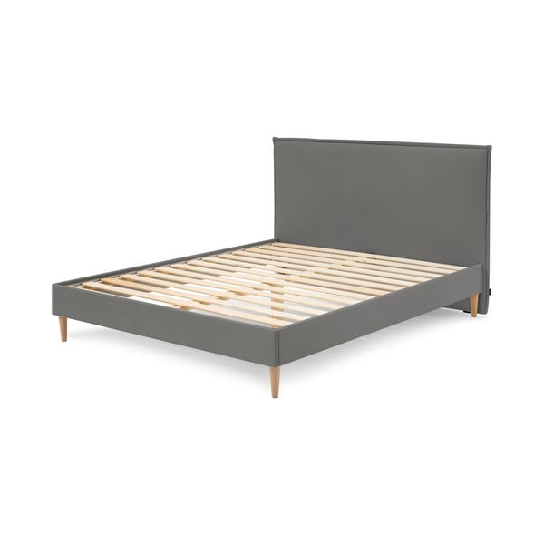Антрацитно тапицирано двойно легло с решетка 160x200 cm Sary - Bobochic Paris