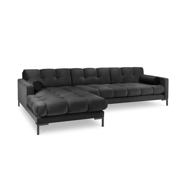 Тъмносив ъглов диван от кадифе , ляв ъгъл Bali - Cosmopolitan Design-image-2