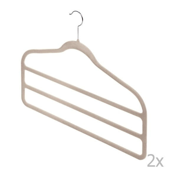 Комплект от 2 бежови кадифени каишки за панталони - Domopak-image-1