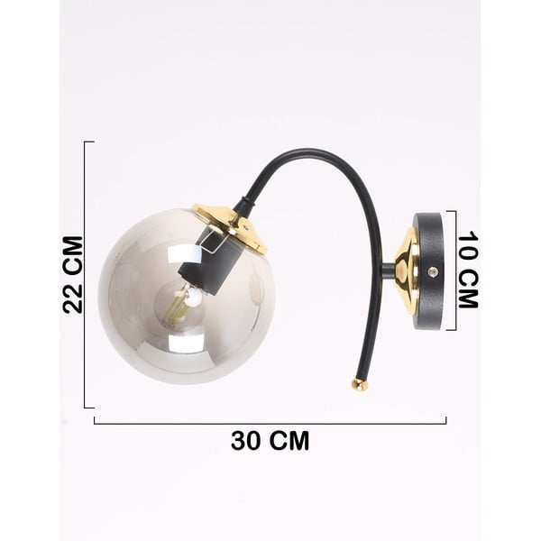 Черно-сива стенна лампа ø 15 cm Yoyo - Squid Lighting-image-4