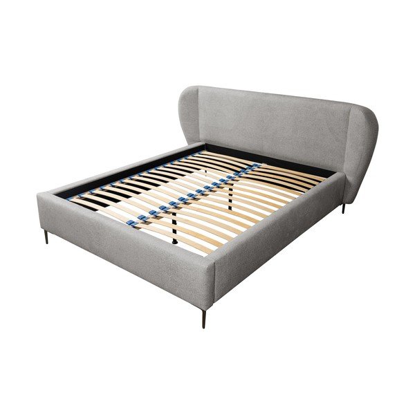Светлосиво двойно тапицирано легло с включена подматрачна рамка 140x200 cm Makana – Makamii-image-2