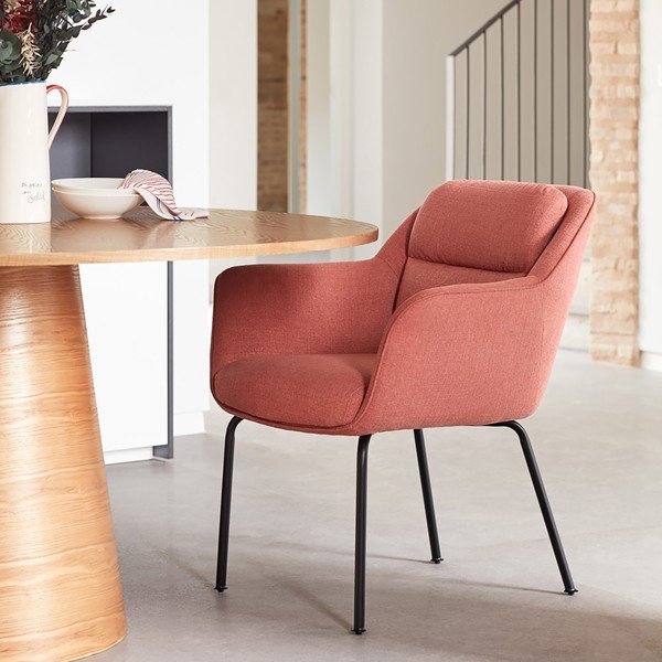 Розов тапициран трапезен стол с подлакътници Sadira – Teulat-image-1