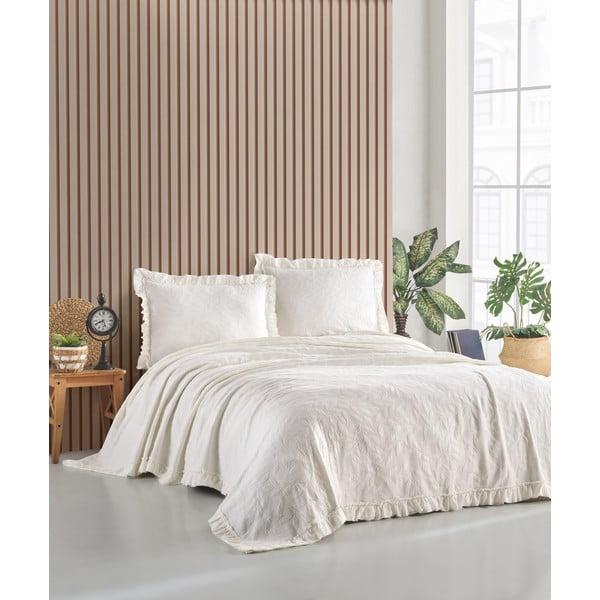 Кремав комплект от покривка за легло и калъфки за възглавници за двойно легло 220x240 cm Ilda - Mijolnir