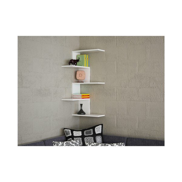 Бял стенен рафт Caniko - Woody Fashion-image-2