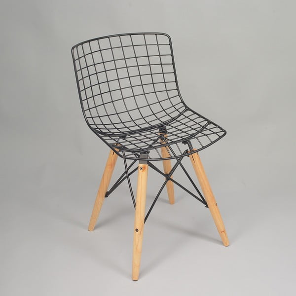 Черен стол с крака от борова дървесина и метал Matt - Simla