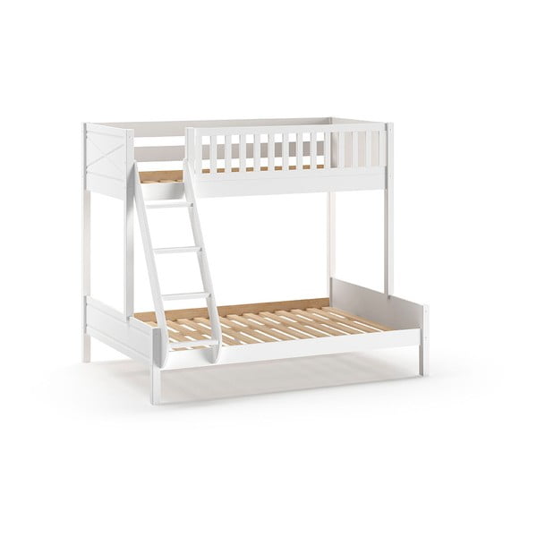Бяло двуетажно детско легло от масивен бор с място за съхранение 140x200/90x200 cm SCOTT – Vipack-image-2