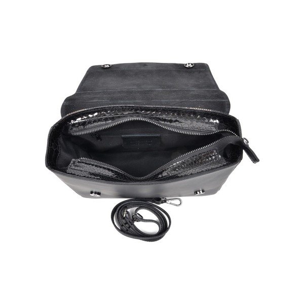 Черна кожена чанта Mangotti Hadria - Mangotti Bags-image-2