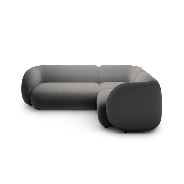 Тъмносив кадифен ъглов диван (десен ъгъл/L форма) Kate – Micadoni -image-1