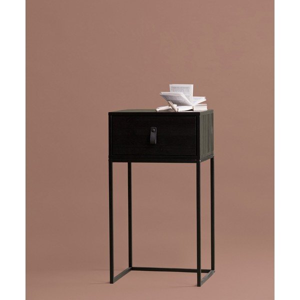 Черно нощно шкафче с чекмедже Zola - WOOOD-image-2