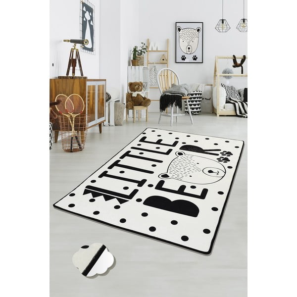 Черно-бял детски нехлъзгащ се килим , 100 x 160 cm Little Bear - Conceptum Hypnose-image-2