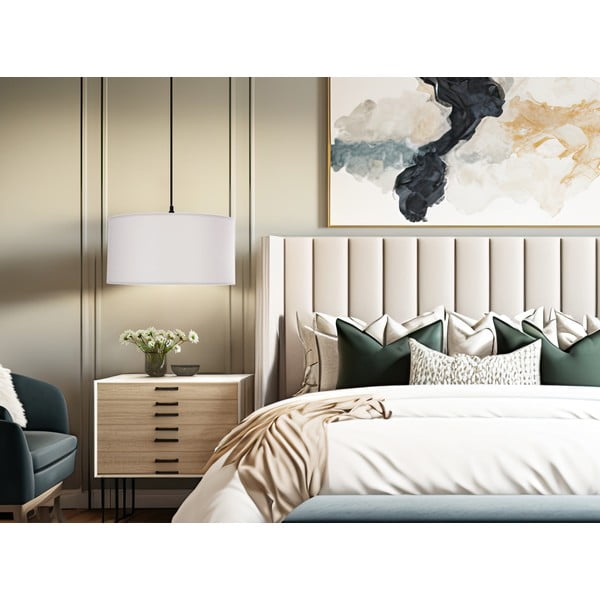 Бяло висящо осветително тяло с текстилен абажур ø 40 cm Shanti – Candellux Lighting-image-1