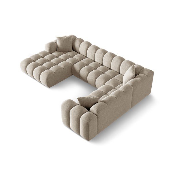 Светлокафяв шенилов ъглов диван (десен ъгъл/U форма) Treno – Cosmopolitan Design-image-2