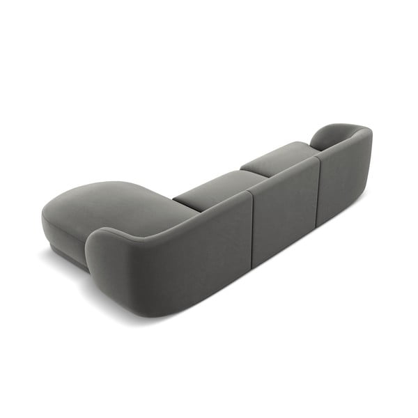 Ъглов диван от сиво кадифе (десен ъгъл) Miley - Micadoni Home-image-3